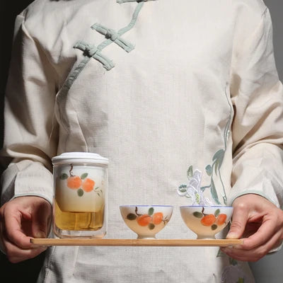 Black Tea Teaware Glass Ceramic Filter Double Ear Hand-painted Teapot Modern Home Kung Fu Tea Maker Teaware Set