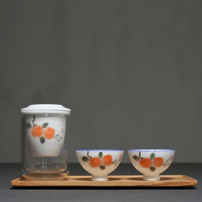 Black Tea Teaware Glass Ceramic Filter Double Ear Hand-painted Teapot Modern Home Kung Fu Tea Maker Teaware Set