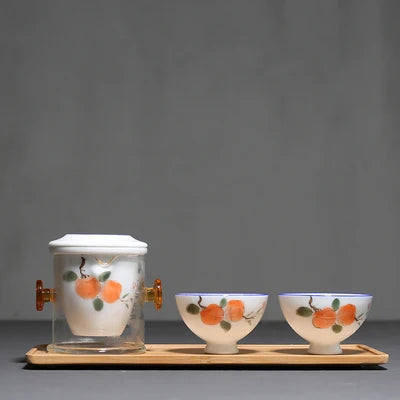 Black Tea Teaware Glass Ceramic Filter Double Ear Hand-painted Teapot Modern Home Kung Fu Tea Maker Teaware Set