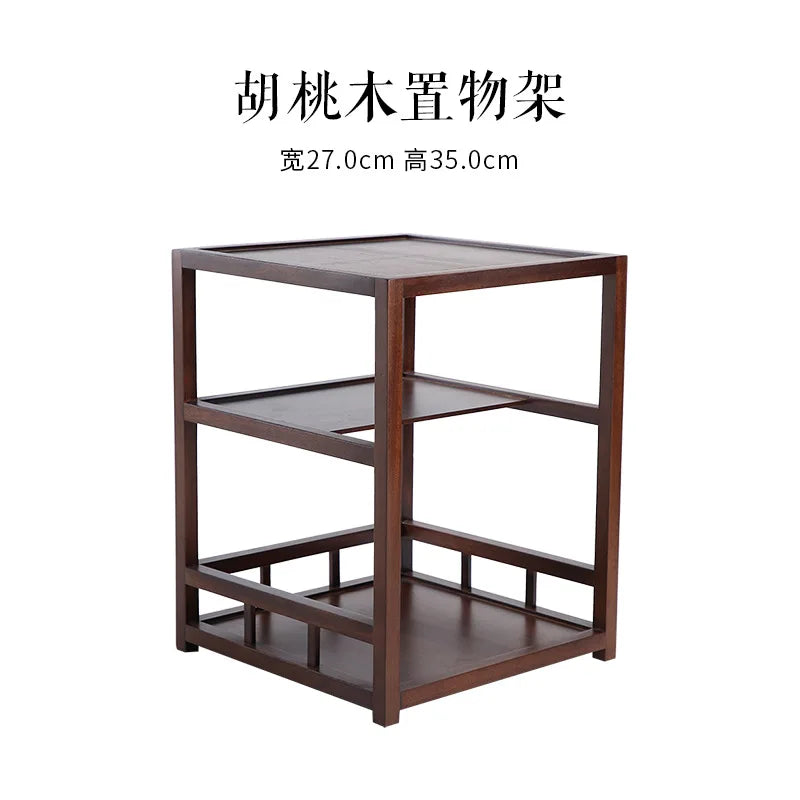 Black Walnut Solid Wood Pu'er Tea Caddy Multi-Layer Storage Brick Tea Storage Box Tea Service Plate Tea Shelf Chinese Decorati