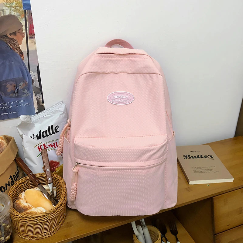 Black Waterproof Nylon Women Backpack Female Travel Bag Backpacks Schoolbag for Teenage Girls Solid Color Bookbag Mochila