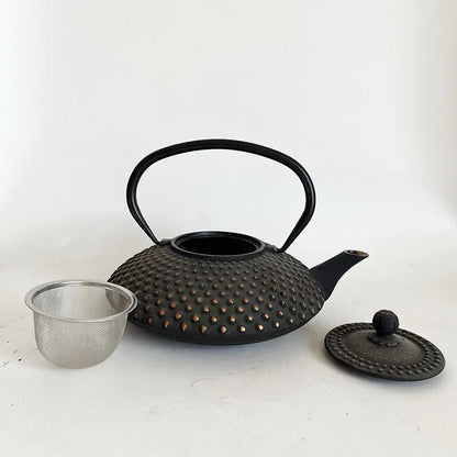 Black and Gold Cast Iron Teapot With Strainer Tetera Tetsubin Tea Kettle Tea Maker For Boiling Water Decoration Ornament