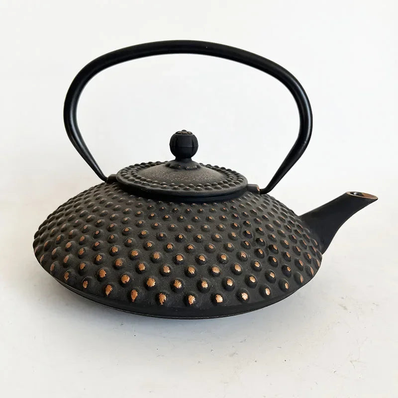 Black and Gold Cast Iron Teapot With Strainer Tetera Tetsubin Tea Kettle Tea Maker For Boiling Water Decoration Ornament