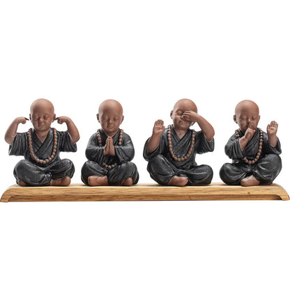 Black pottery purple sand four not small monk ornaments  Ceramic crafts Zen home living room bedroom tea room Statue