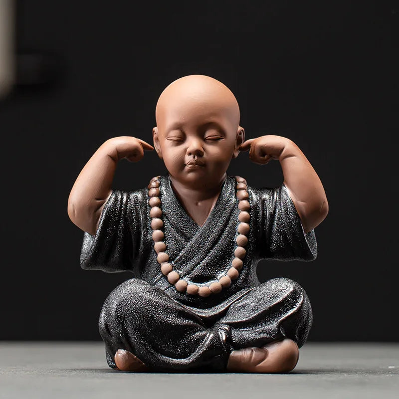 Black pottery purple sand four not small monk ornaments  Ceramic crafts Zen home living room bedroom tea room Statue