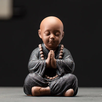Black pottery purple sand four not small monk ornaments  Ceramic crafts Zen home living room bedroom tea room Statue