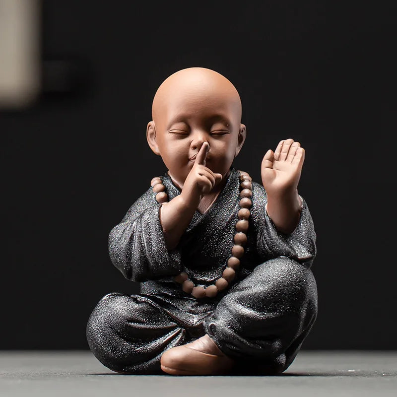 Black pottery purple sand four not small monk ornaments  Ceramic crafts Zen home living room bedroom tea room Statue