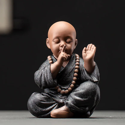 Black pottery purple sand four not small monk ornaments  Ceramic crafts Zen home living room bedroom tea room Statue