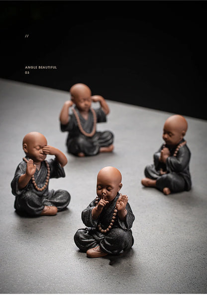 Black pottery purple sand four not small monk ornaments  Ceramic crafts Zen home living room bedroom tea room Statue