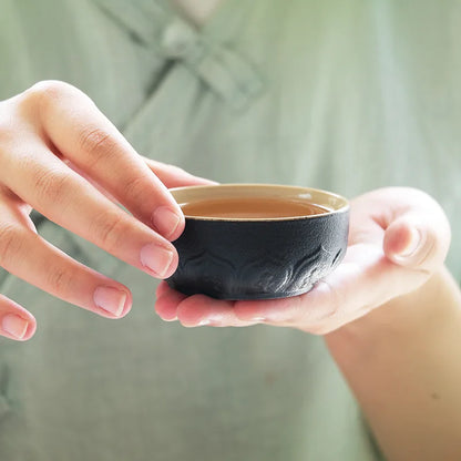 Black pottery tea set cup Portable travel teaware sets kung fu tea Japanese style mug gaiwan cup outdoor with bag teapot kettle
