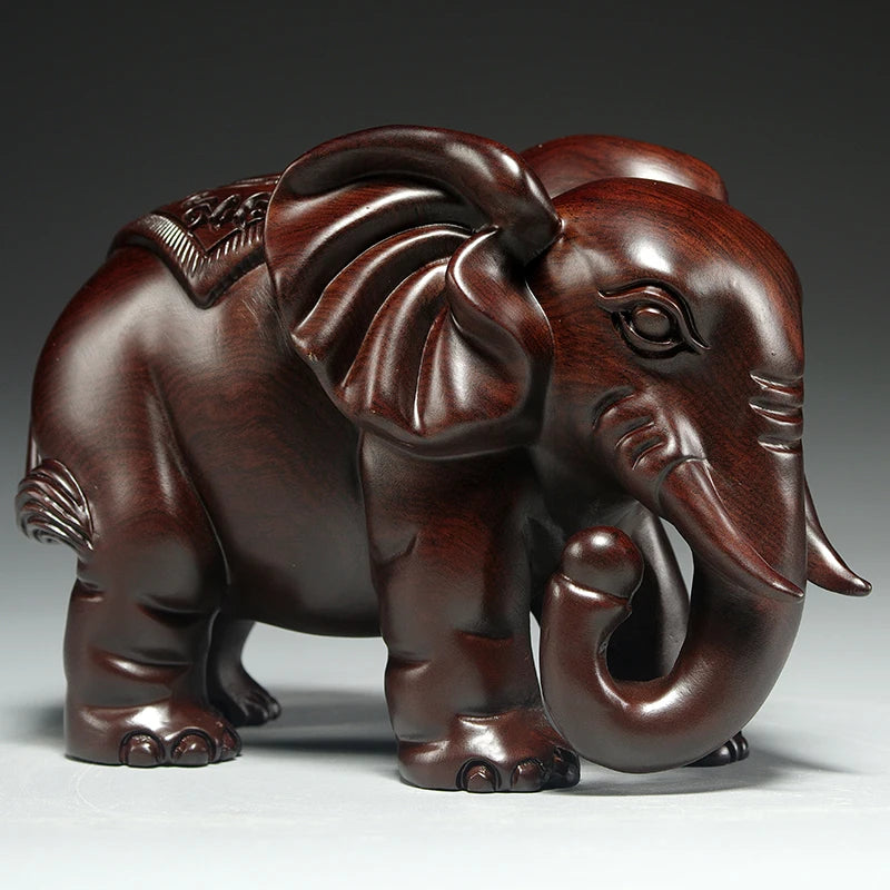 Black sandalwood carved elephant ornaments, solid wood carving,one object, mahogany home,entrance,office decoration, handicrafts