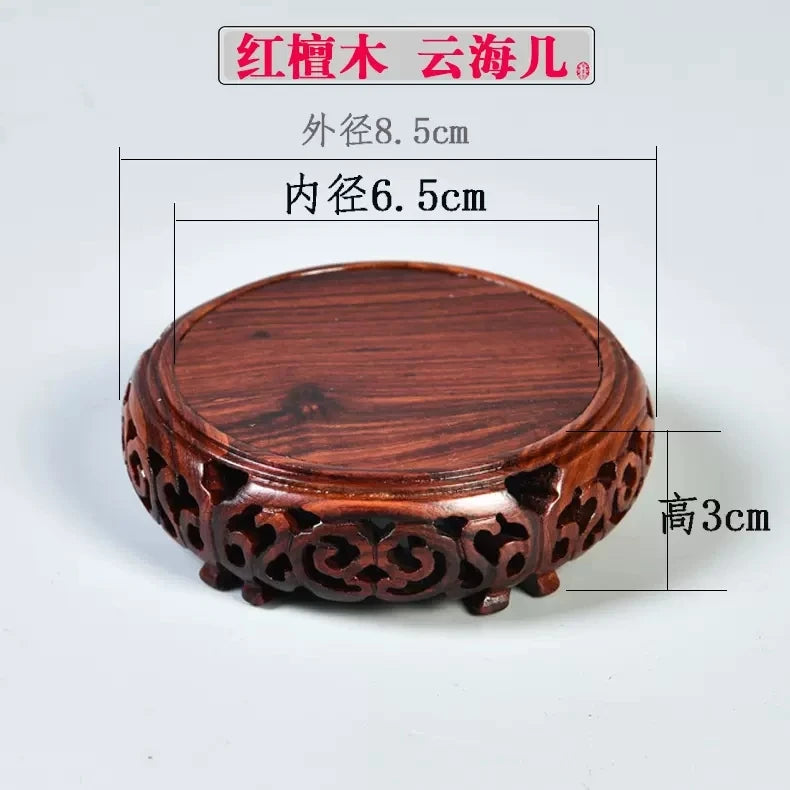 Black sandalwood wood carving, hollowed-out cloud sea,  Buddha statue base, jade, rare stone ornaments, base bracket