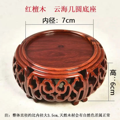 Black sandalwood wood carving, hollowed-out cloud sea,  Buddha statue base, jade, rare stone ornaments, base bracket