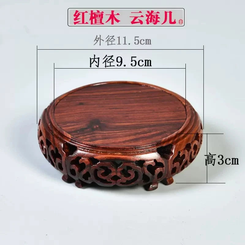 Black sandalwood wood carving, hollowed-out cloud sea,  Buddha statue base, jade, rare stone ornaments, base bracket