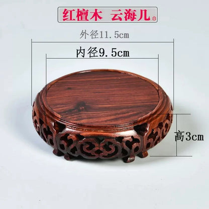 Black sandalwood wood carving, hollowed-out cloud sea,  Buddha statue base, jade, rare stone ornaments, base bracket