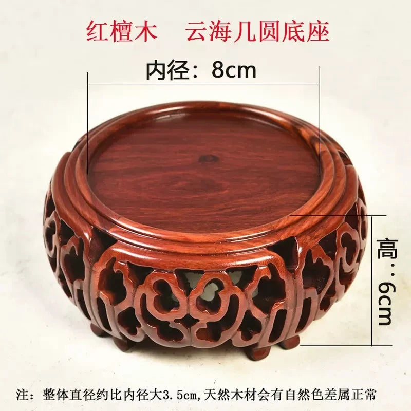 Black sandalwood wood carving, hollowed-out cloud sea,  Buddha statue base, jade, rare stone ornaments, base bracket
