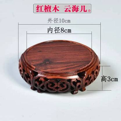 Black sandalwood wood carving, hollowed-out cloud sea,  Buddha statue base, jade, rare stone ornaments, base bracket
