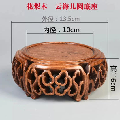 Black sandalwood wood carving, hollowed-out cloud sea,  Buddha statue base, jade, rare stone ornaments, base bracket