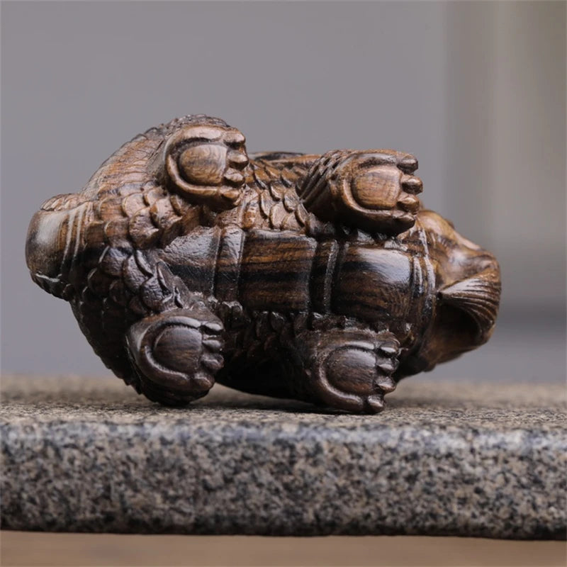 Black silk agarwood Kirin decoration pieces wood carving writing play hand piece living room decoration retro style classical