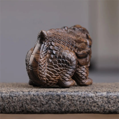 Black silk agarwood Kirin decoration pieces wood carving writing play hand piece living room decoration retro style classical