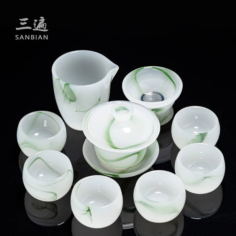 Blanc De Chine Jade Porcelain Tureen Ceramic Cup Large Size Tea Brewing Gaiwan Kombucha Bowl Set Household Single