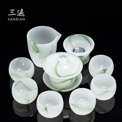 Blanc De Chine Jade Porcelain Tureen Ceramic Cup Large Size Tea Brewing Gaiwan Kombucha Bowl Set Household Single