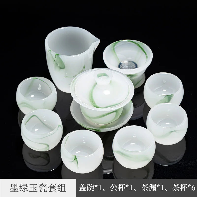 Blanc De Chine Jade Porcelain Tureen Ceramic Cup Large Size Tea Brewing Gaiwan Kombucha Bowl Set Household Single