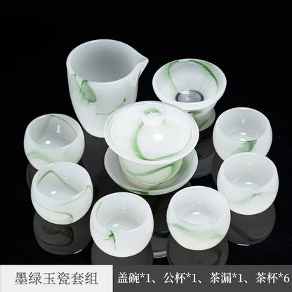 Blanc De Chine Jade Porcelain Tureen Ceramic Cup Large Size Tea Brewing Gaiwan Kombucha Bowl Set Household Single
