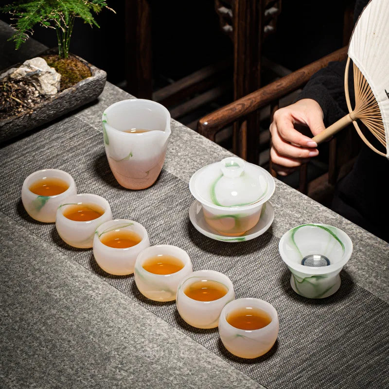 Blanc De Chine Jade Porcelain Tureen Ceramic Cup Large Size Tea Brewing Gaiwan Kombucha Bowl Set Household Single