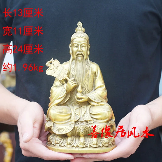 Bless Safety HOME family exorcise evil spirits efficacious Talisman # Taoism GOD Lord Lao Zi Laojun FENG SHUI Brass statue