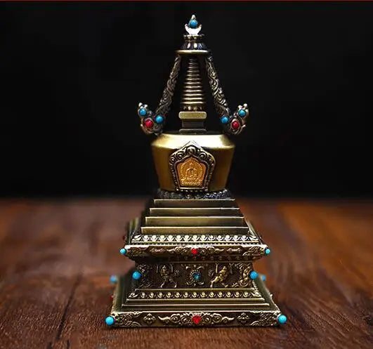 Blessing 12cm exquisite sheet metal does not fade Tantric repair method Zengfu hard alloy Bodhi tower stupa free ship