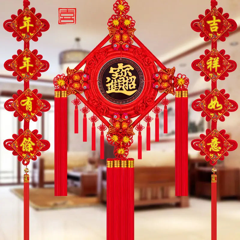 Blessing Chinese Knot Peach Wood Pendant, Town House,  Large House, Warming Home Decoration, Entrance Fortune Decoration