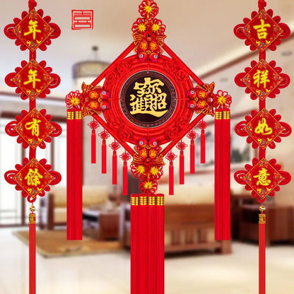 Blessing Chinese Knot Peach Wood Pendant, Town House,  Large House, Warming Home Decoration, Entrance Fortune Decoration