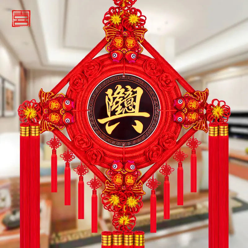 Blessing Chinese Knot Peach Wood Pendant, Town House,  Large House, Warming Home Decoration, Entrance Fortune Decoration