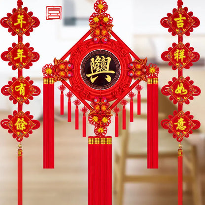 Blessing Chinese Knot Peach Wood Pendant, Town House,  Large House, Warming Home Decoration, Entrance Fortune Decoration