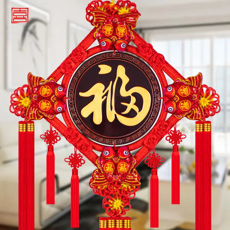 Blessing Chinese Knot Peach Wood Pendant, Town House,  Large House, Warming Home Decoration, Entrance Fortune Decoration