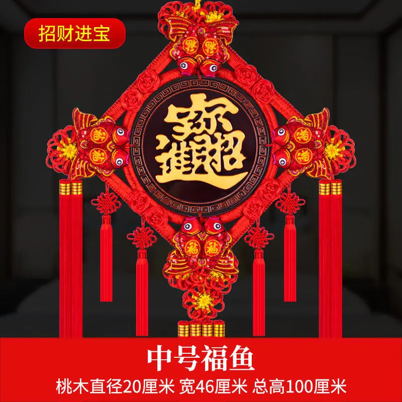 Blessing Chinese Knot Peach Wood Pendant, Town House,  Large House, Warming Home Decoration, Entrance Fortune Decoration