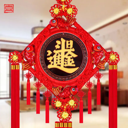 Blessing Chinese Knot Peach Wood Pendant, Town House,  Large House, Warming Home Decoration, Entrance Fortune Decoration