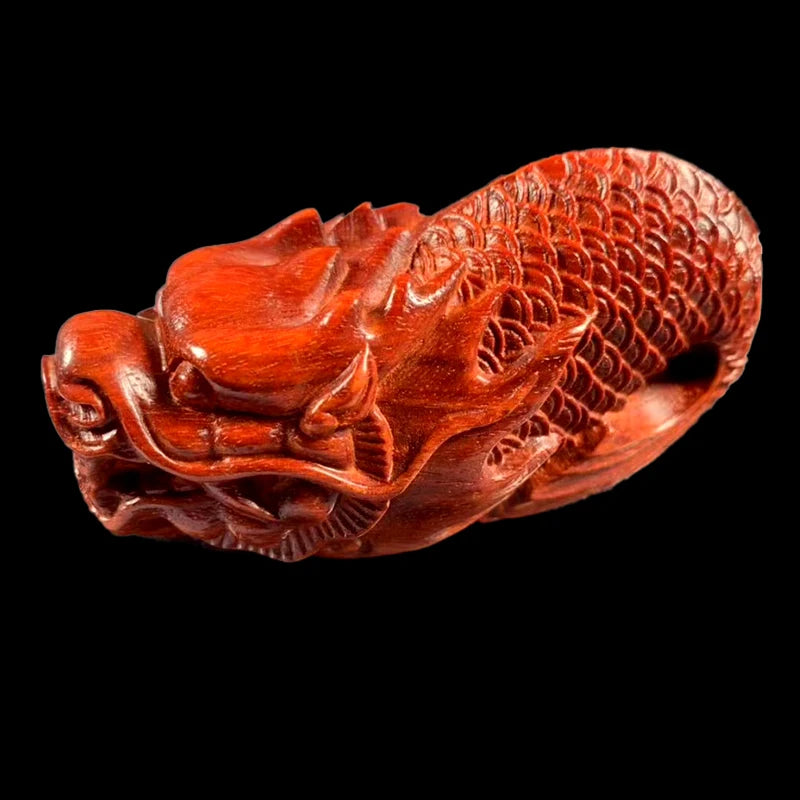 Blood sandalwood Wood Sculpture Real Wood Wood Statue Collection Traditional Chinese Animal Sculpture myth dragon