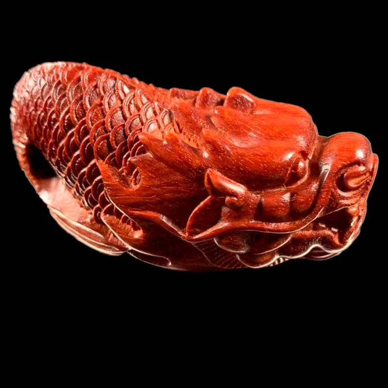 Blood sandalwood Wood Sculpture Real Wood Wood Statue Collection Traditional Chinese Animal Sculpture myth dragon