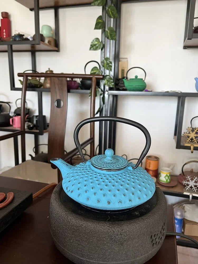 Blue 450ml Small Cast Iron Teapot With Strainer Tetera Tetsubin Tea Kettle Tea Maker For Boiling Water Decoration Ornament
