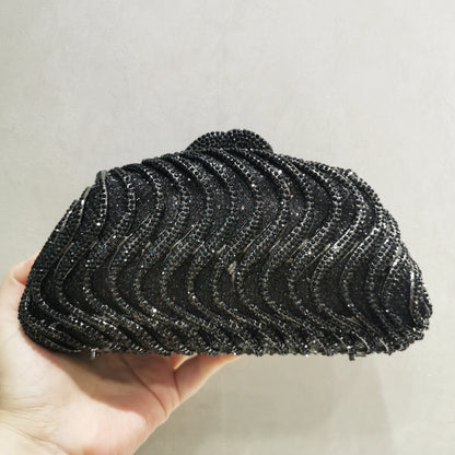 Blue Black Woman Hollow Crystal Party Evening Bag Formal Dinner Gala Stone Female Handbag Wedding Bridal Diamond Elegant Purse