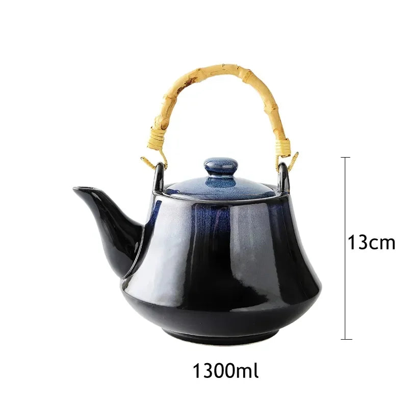 Blue Cat Eye Design Teapot Chinese Traditional Ceramic Tea Cup Afternoon Tea Drinkware Set Home Decor Teaware