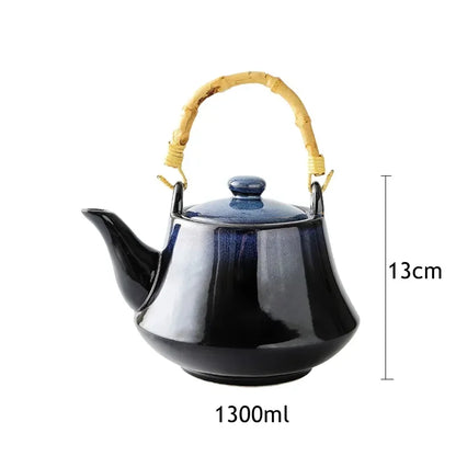 Blue Cat Eye Design Teapot Chinese Traditional Ceramic Tea Cup Afternoon Tea Drinkware Set Home Decor Teaware