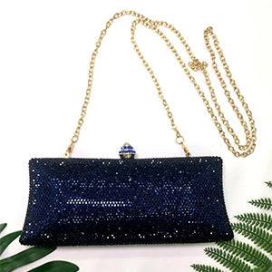 Blue Color Crystal Women Clutches Bag Fashion Party Clutch Purse Evening Bags Women Prom Handbags Ladies Chain Shoulder Bags