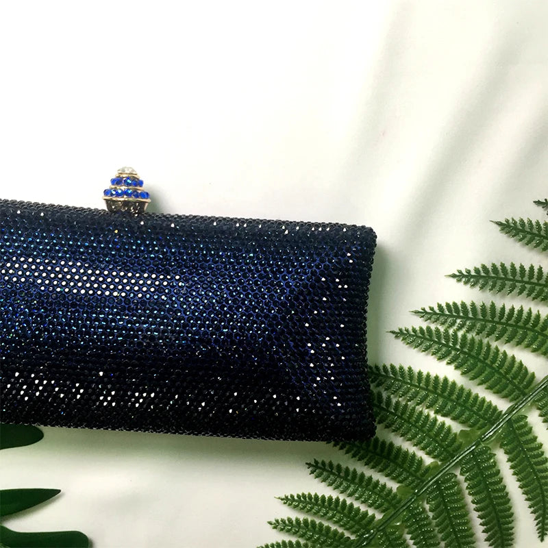 Blue Color Crystal Women Clutches Bag Fashion Party Clutch Purse Evening Bags Women Prom Handbags Ladies Chain Shoulder Bags