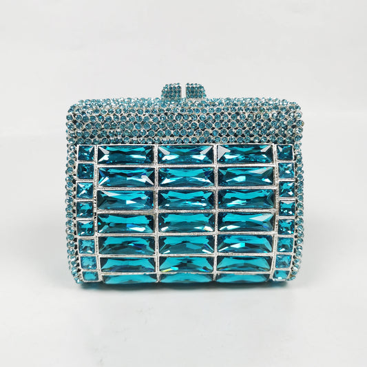 Blue Gold Silver Champagne Glass Diamond Woman Bag Dinner Party Crystal Clutch Purse Banquet Wedding Bridal Gala Evening Handbag
