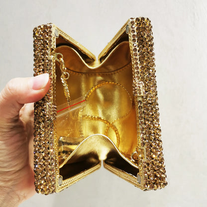 Blue Gold Silver Champagne Glass Diamond Woman Bag Dinner Party Crystal Clutch Purse Banquet Wedding Bridal Gala Evening Handbag