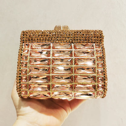Blue Gold Silver Champagne Glass Diamond Woman Bag Dinner Party Crystal Clutch Purse Banquet Wedding Bridal Gala Evening Handbag