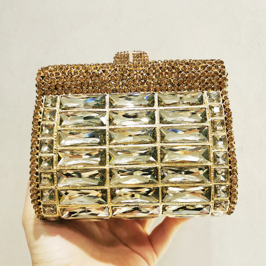 Blue Gold Silver Champagne Glass Diamond Woman Bag Dinner Party Crystal Clutch Purse Banquet Wedding Bridal Gala Evening Handbag